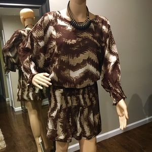 Brown and ivory mini dress